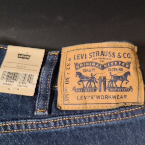 Levi's 565 32 x 30 Workwear Loose Straight Double Knee Jeans Denim Rough - Picture 1 of 5